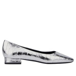 $330 Aquatalia Penina Pointed Toe Flat SLIP ON BALLET LEATHER SILVER 10 (TE13)